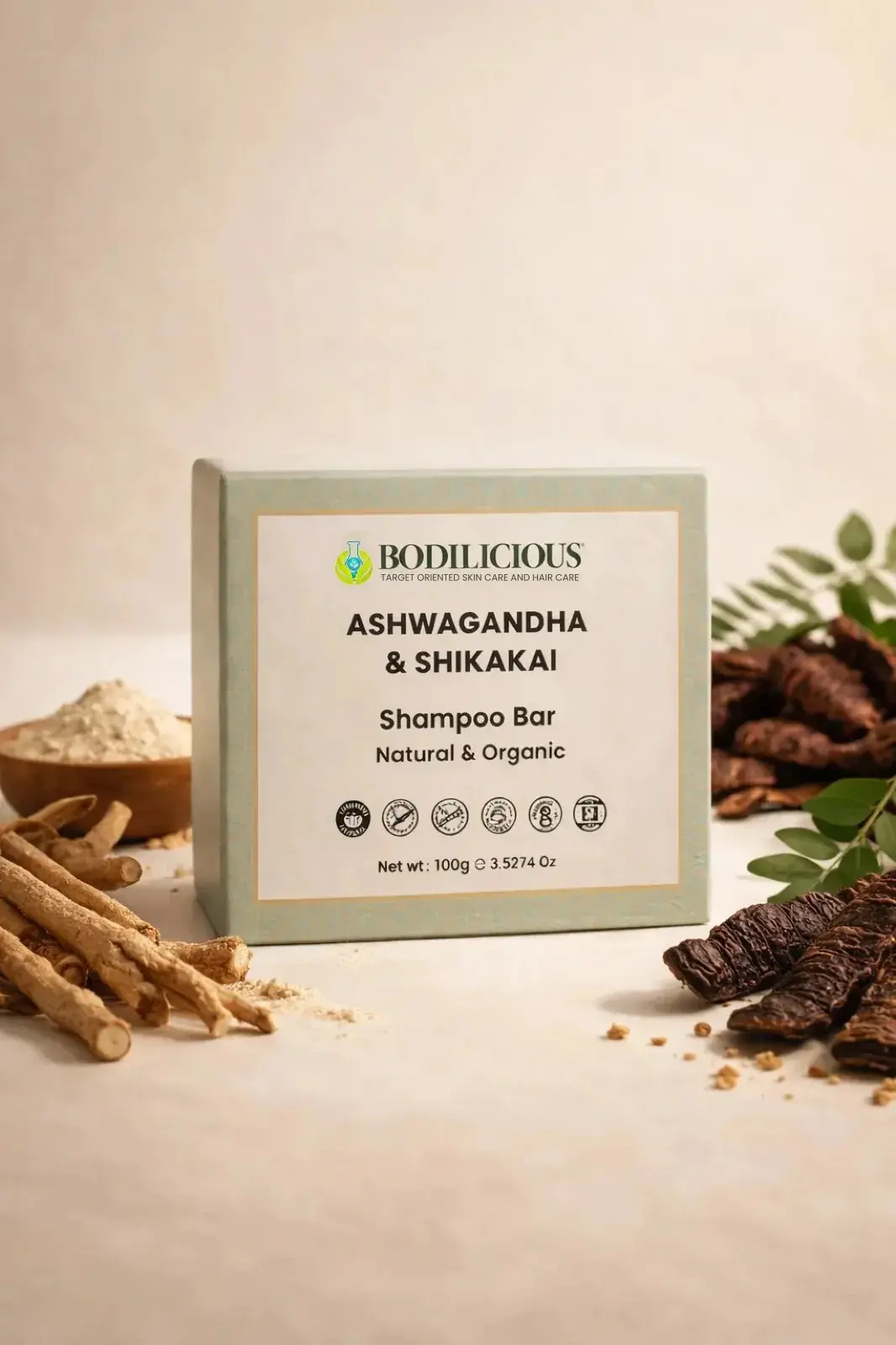 Bodilicious Ashwagandha & Shikakai Shampoo Bar thumbnail 1