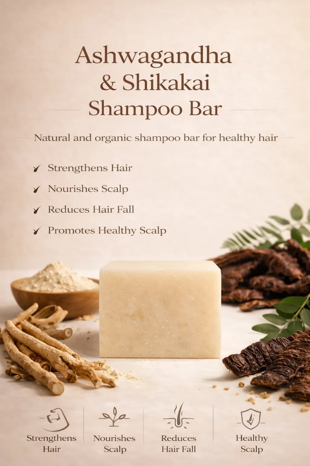 Bodilicious Ashwagandha & Shikakai Shampoo Bar thumbnail 2