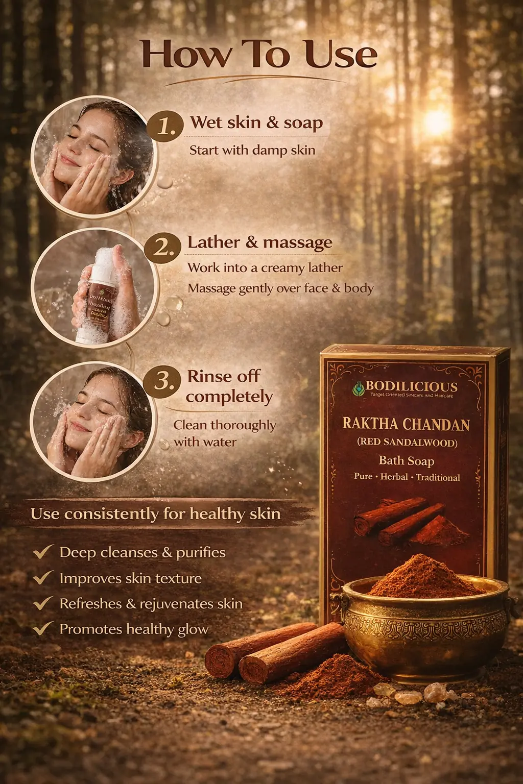 Bodilicious Red Sandalwood Bath Soap thumbnail 3