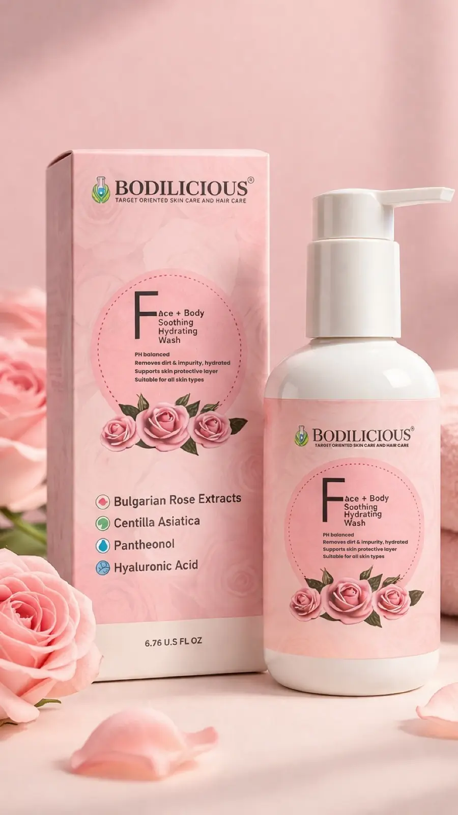 Bodilicious Rose Face and Body Wash thumbnail 1