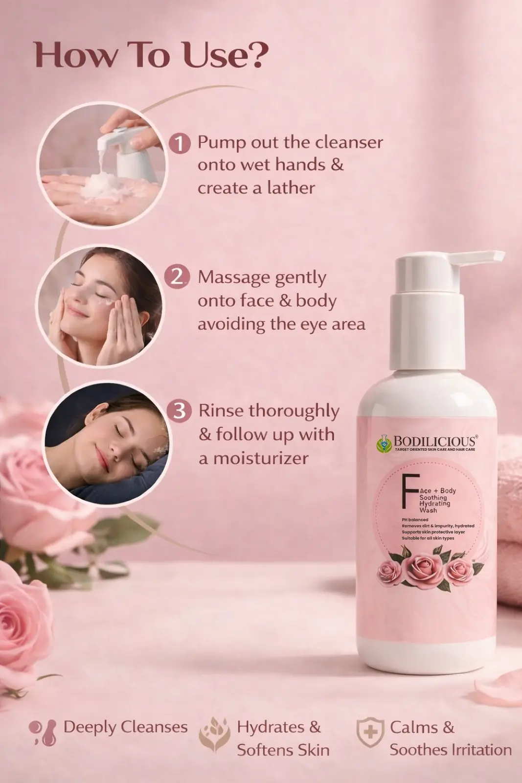Bodilicious Rose Face and Body Wash thumbnail 3