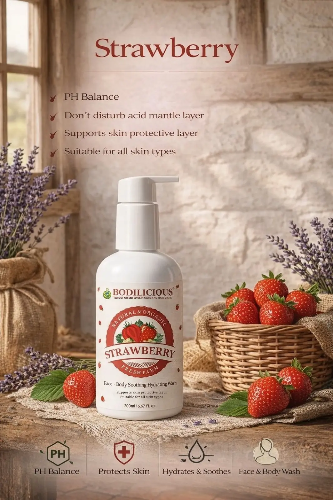 Bodilicious Strawberry Face and Body Wash thumbnail 2