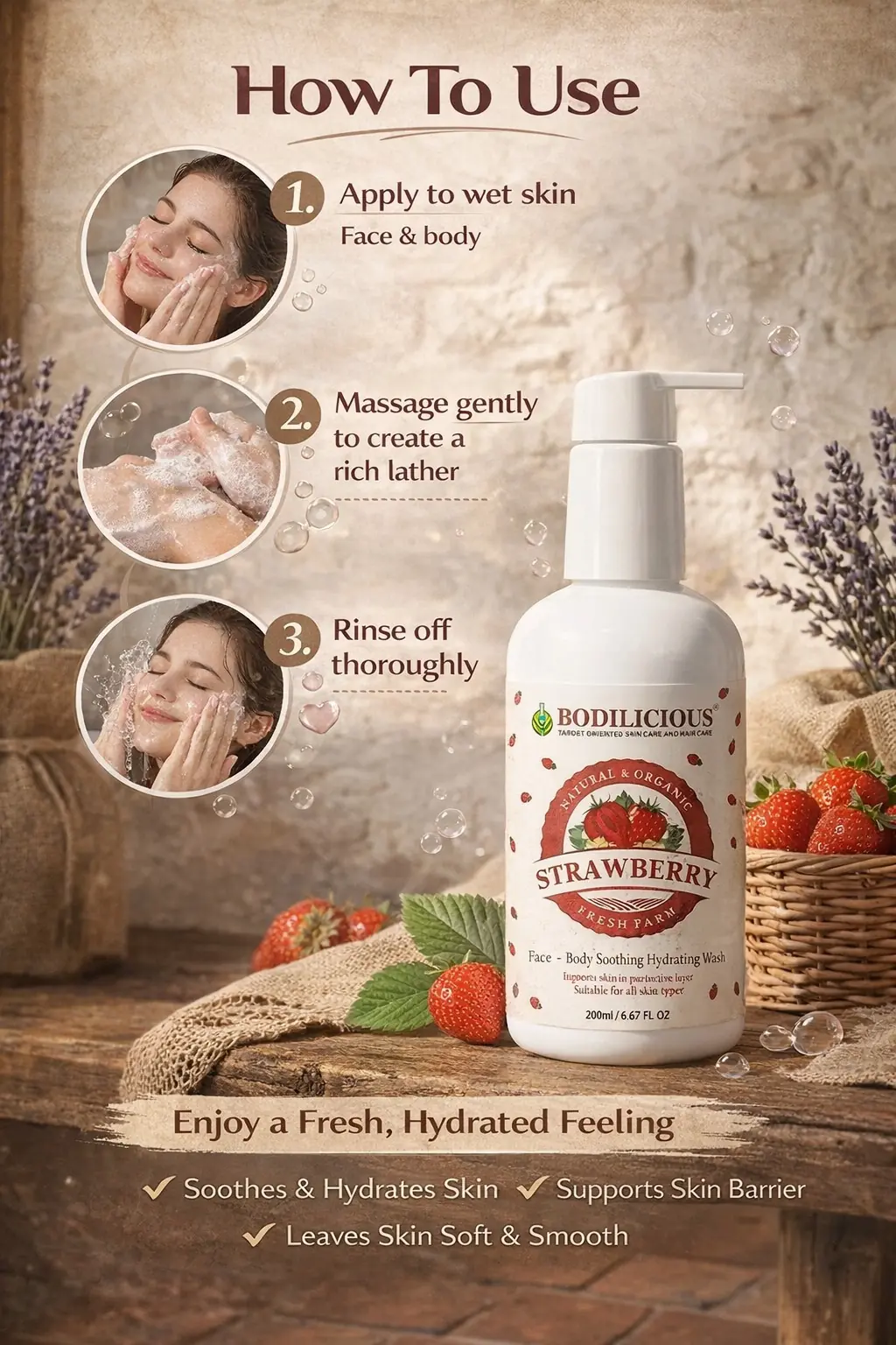 Bodilicious Strawberry Face and Body Wash thumbnail 3