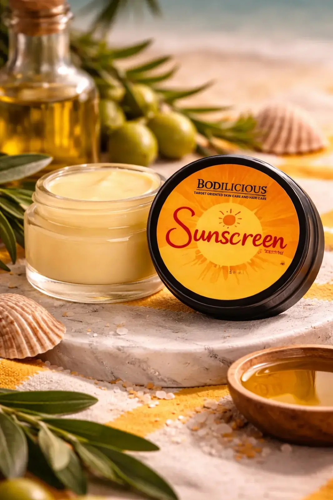 Bodilicious Sunscreen Lip Balm tube for dry, sun-exposed lips