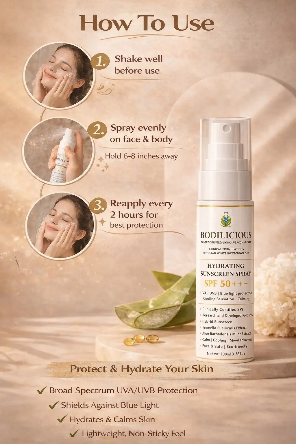 Bodilicious Hydrating Sunscreen Spray SPF 50++++ thumbnail 3